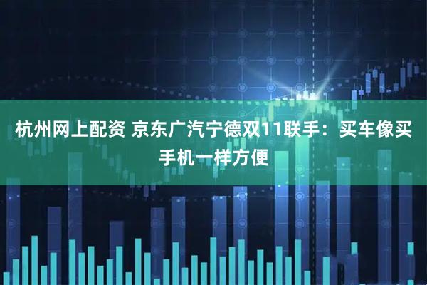 杭州网上配资 京东广汽宁德双11联手：买车像买手机一样方便